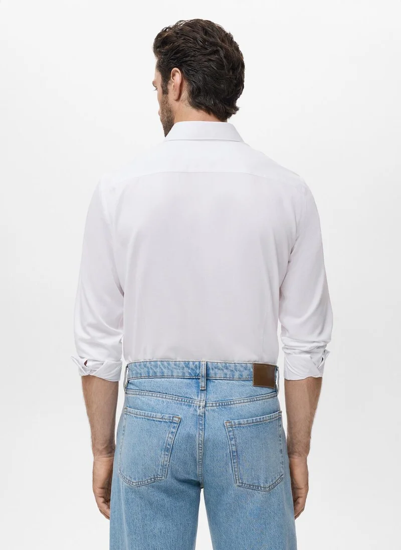 مانجو مان قميص قطني بقصة ضيقة