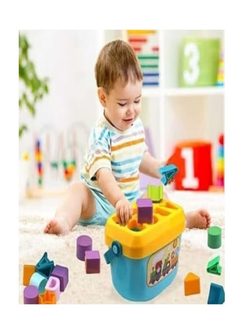 Baby's First Blocks, 16 Pieces ABCD Blocks and Shape Blocks with Basket, Toys for 18 Months and Up Boys and Girls, Multi Color