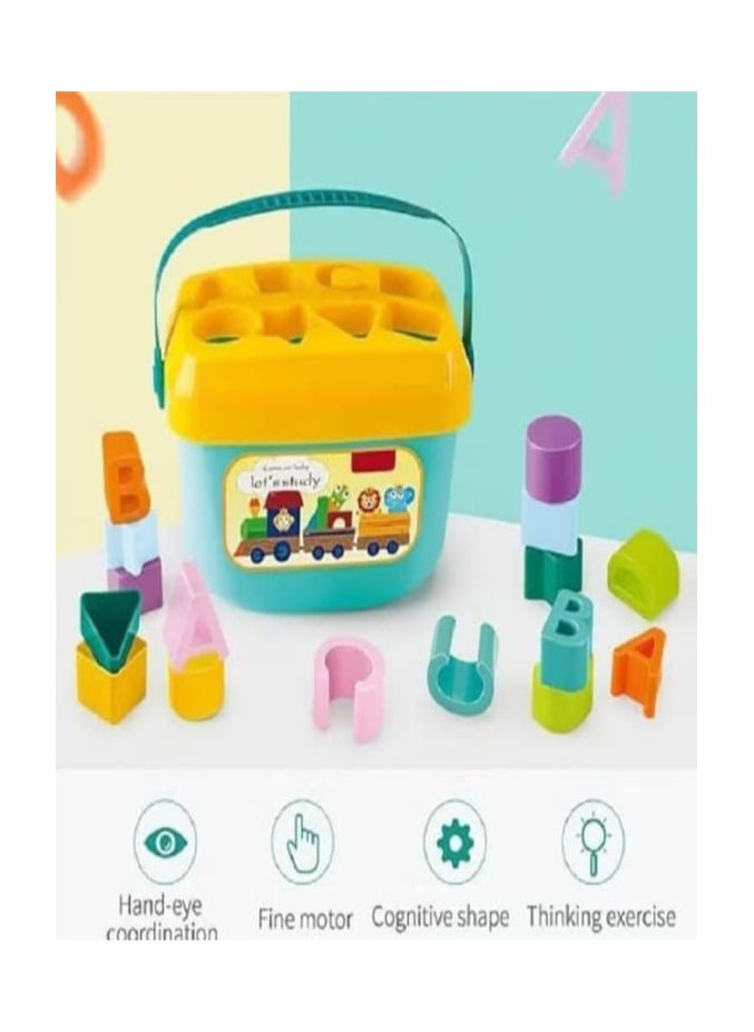 null - Baby's First Blocks, 16 Pieces ABCD Blocks and Shape Blocks with Basket, Toys for 18 Months and Up Boys and Girls, Multi Color - Image 1