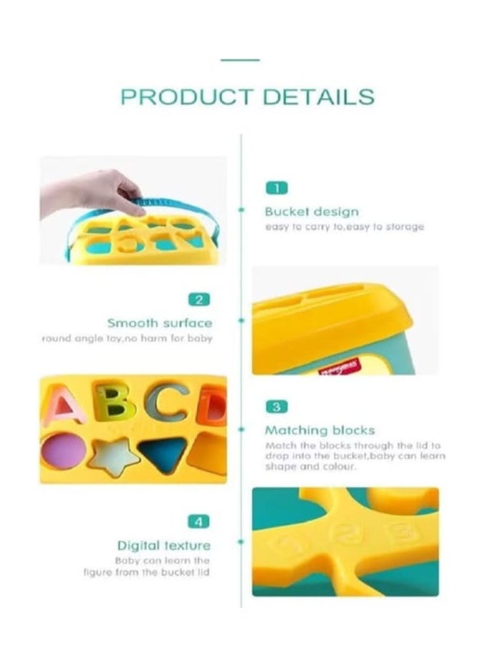 null - Baby's First Blocks, 16 Pieces ABCD Blocks and Shape Blocks with Basket, Toys for 18 Months and Up Boys and Girls, Multi Color - Image 1