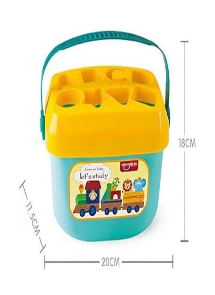 null - Baby's First Blocks, 16 Pieces ABCD Blocks and Shape Blocks with Basket, Toys for 18 Months and Up Boys and Girls, Multi Color - Image 1