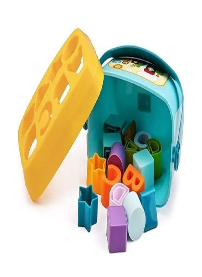 null - Baby's First Blocks, 16 Pieces ABCD Blocks and Shape Blocks with Basket, Toys for 18 Months and Up Boys and Girls, Multi Color - Image 1