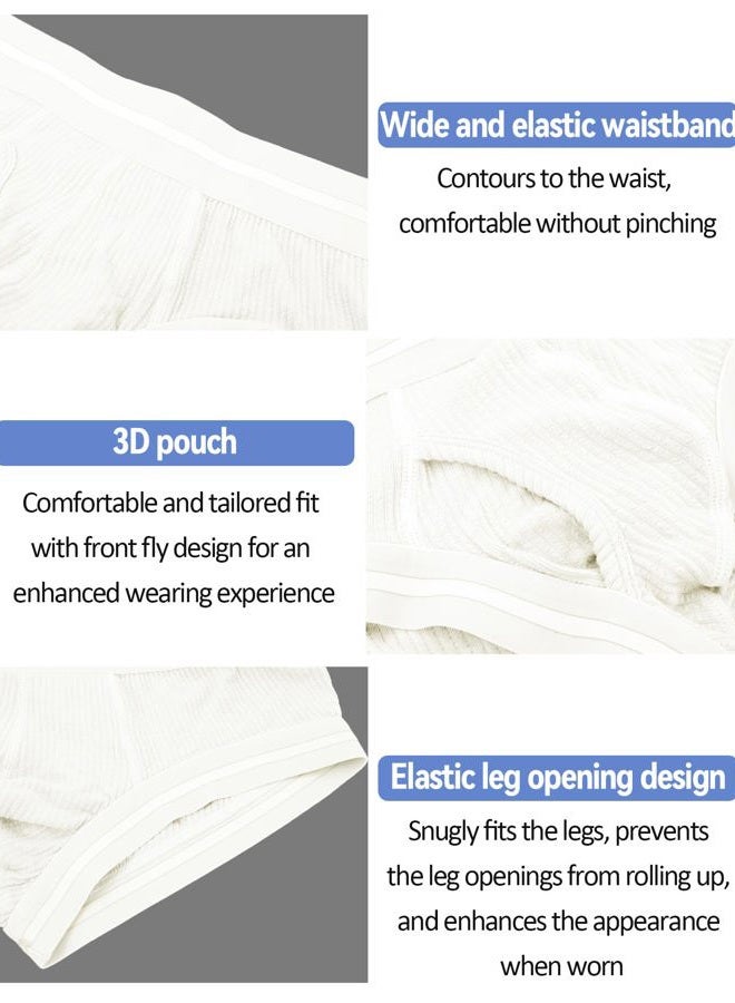 FEOYA Men Viscose Boxer Briefs Pouch Low Waist Boxer Underwear Underpants with Front Fly, Beige, M - Image 4