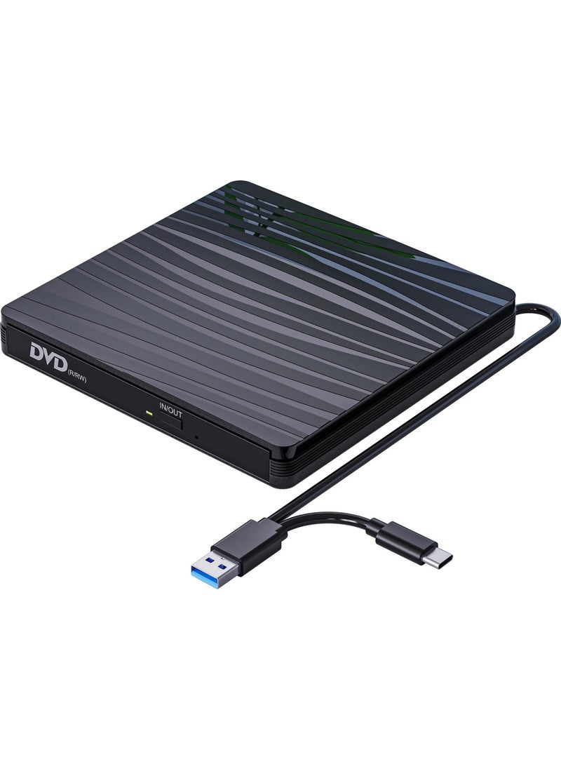 Upway - DVD Rw USB 3.0 Type-C Slim External CD DVD Writer Reader for MacBook iMac WINDOWS11 - Image 1