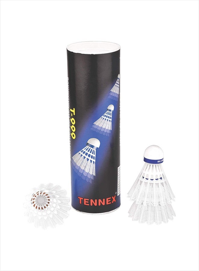 TENNEX Nylon Shuttlecock T-999 Tournament, White, 6 Pieces Roll - Image 1