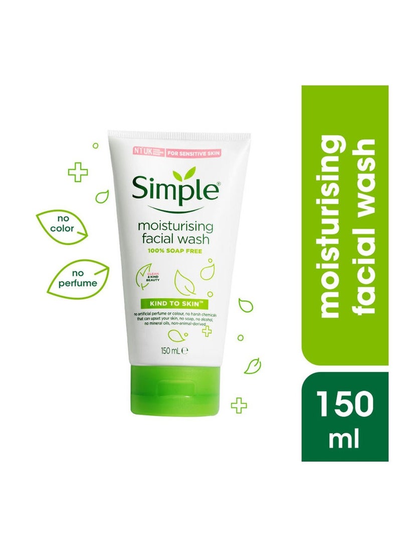 simple Moisturising Face Wash For Naturally Healthy Skin Soap Free 150ml - Image 1