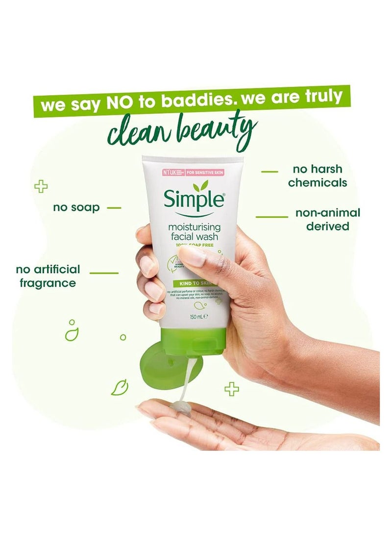 simple Moisturising Face Wash For Naturally Healthy Skin Soap Free 150ml - Image 3