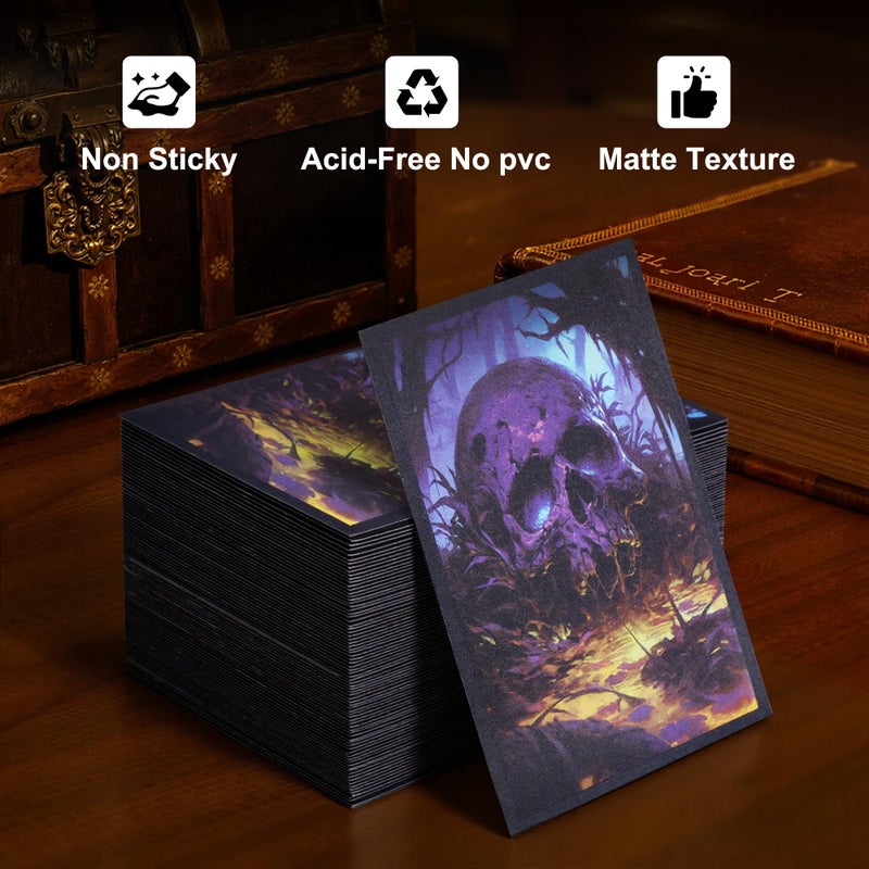 KABINKA MTG Card Sleeves - 100 Standard Size Pack Clear Front & Matte Finish Back with Skull  Premium Sleeves for Magic The Gathering TCG - Image 3