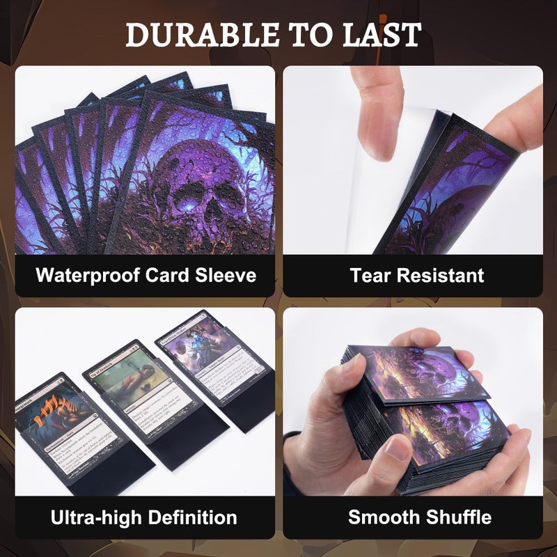 KABINKA MTG Card Sleeves - 100 Standard Size Pack Clear Front & Matte Finish Back with Skull  Premium Sleeves for Magic The Gathering TCG - Image 5