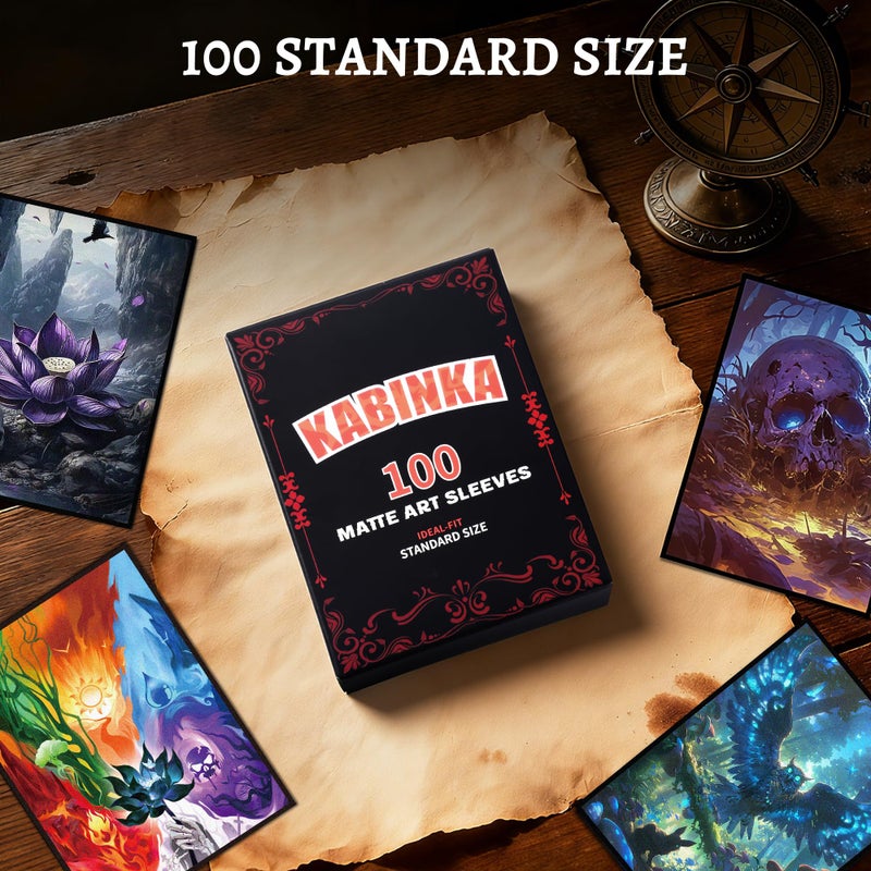 KABINKA MTG Card Sleeves - 100 Standard Size Pack Clear Front & Matte Finish Back with Skull  Premium Sleeves for Magic The Gathering TCG - Image 4