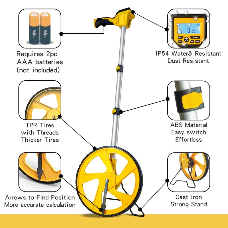 Zozen Measuring Wheel Digital Display High Precision, Premium Measure Wheel with Backlit Display, Multifunction-Metric/Imperial/Hold/Save/Memory etc. - Image 3