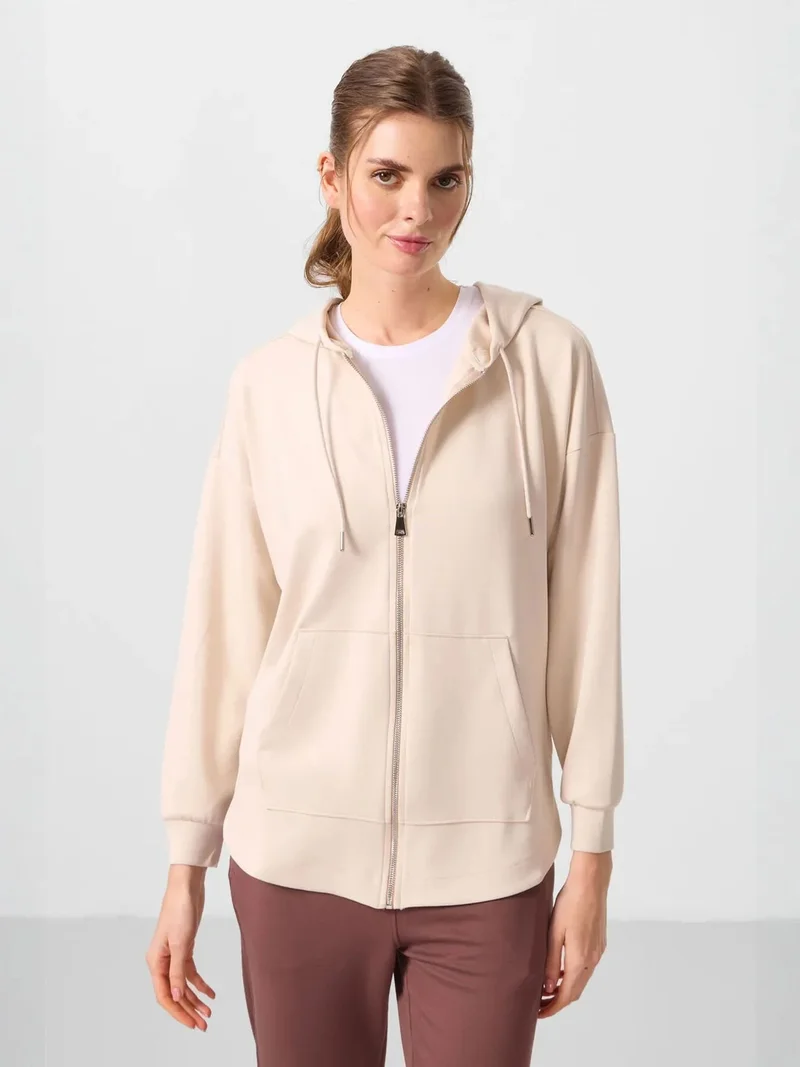 تومي لايف TOMMY Oversized Hooded Long-sleeve Zip Tunic Top