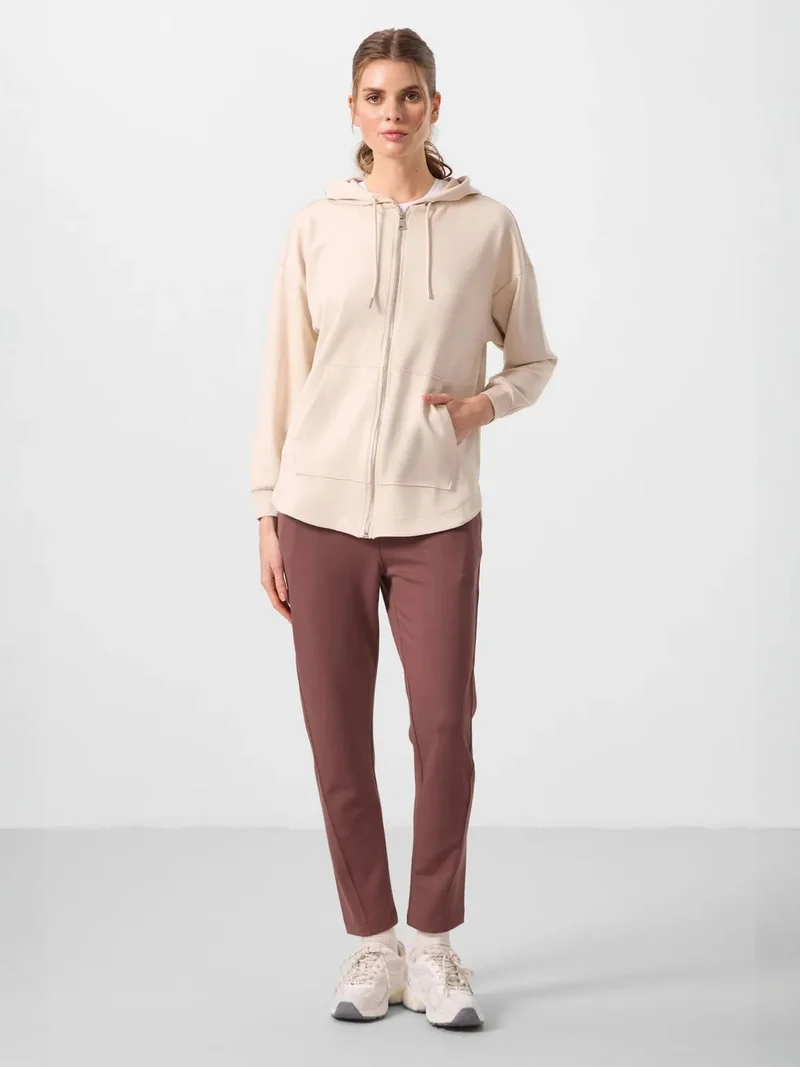 تومي لايف TOMMY Oversized Hooded Long-sleeve Zip Tunic Top