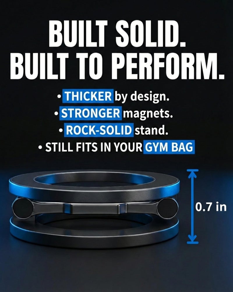 BLAUBECK Thick Gym Magnetic Phone Mount & Stand â€“ Dual-Sided Strong Magnet Holder for MagSafe & Android â€“ All Metal Zinc Alloy â€“ Adjustable Kickstand â€“ Attaches to Metal Surfaces â€“ Not Pocket Size - Image 2