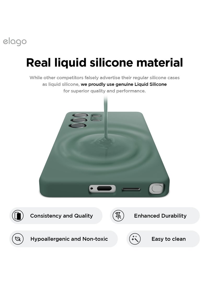 Elago Liquid Silicone for Samsung Galaxy S25 ULTRA Case Cover Full Body Screen Camera Protective, Shockproof, Slim, Anti-Scratch Soft Microfiber Lining - Midnight Green - Image 4