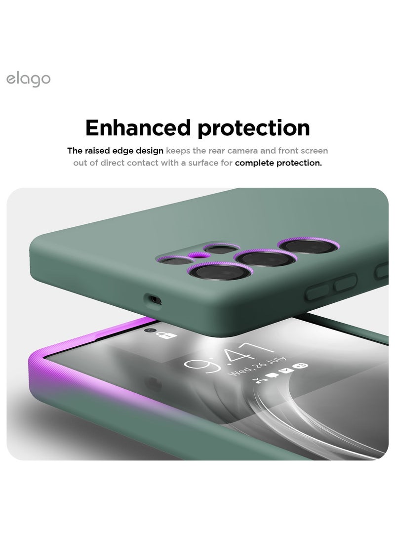 Elago Liquid Silicone for Samsung Galaxy S25 ULTRA Case Cover Full Body Screen Camera Protective, Shockproof, Slim, Anti-Scratch Soft Microfiber Lining - Midnight Green - Image 5