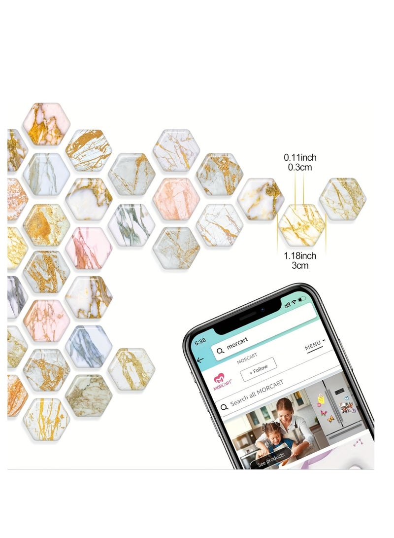 None/Brand 30PCS Hexagon Magnets Fridge Cute Magnets for Locker Refrigerator Whiteboard Cabinet Office Kitchen Blackboard Decorative Bronzing Art for Adult - Image 2