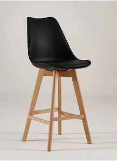 LANNYHOME Jeffcoco Furniture Solid wood Bar Chair,Counter Stool For High Table,Back Support High Chair Home Bar Office (Black 1 piece)  - Image 1