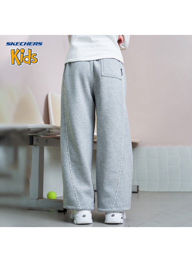 Skechers Girls' Kids Pants  Winter Trendy Casual Straight Woven Trousers Light Mist Gray 120 - Image 4