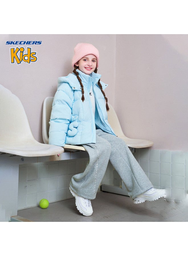 Skechers Girls' Kids Pants  Winter Trendy Casual Straight Woven Trousers Light Mist Gray 120 - Image 2