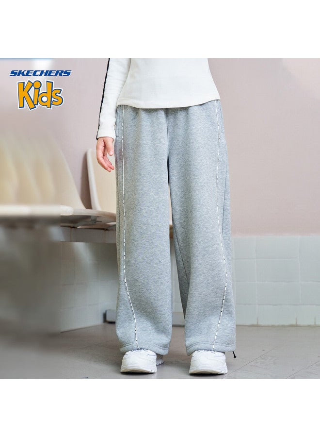 Skechers Girls' Kids Pants  Winter Trendy Casual Straight Woven Trousers Light Mist Gray 120 - Image 1