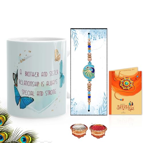 Gift Arcadia Rakhi for Brother Coffee Mugs for Kids 330 ml, Rakhi for Brother, Kids, Boys, Bro with Gift Set, Cup, Rakshabadhan Gifts, Ceramic Mug (RM-4) - Image 1
