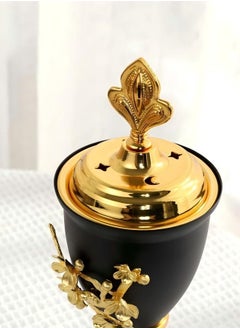 Beautiful Lron Art Charcoal Fire Aromatherapy Furnace Gold Dotted Flower Branches Middle Eastern Arabic Living Room Decoration  - Image 2