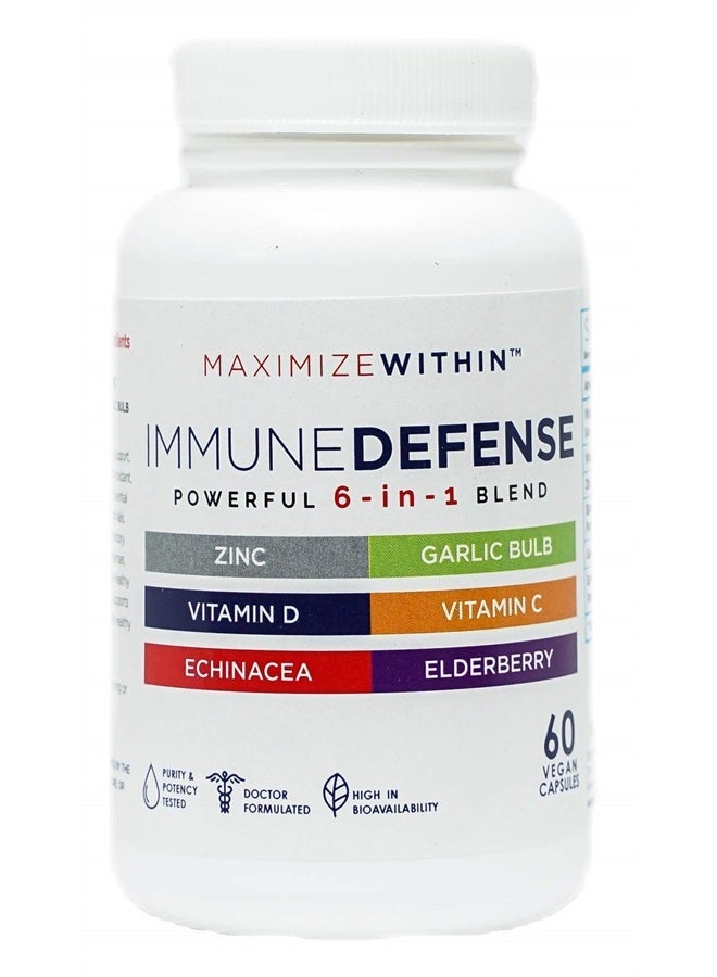 Maximum Slim Powerful 6-in-1 ImmuneDefense Supplement with Zinc, Vitamin C, Elderberry, Vitamin D, Echinacea, & Garlic - Image 1