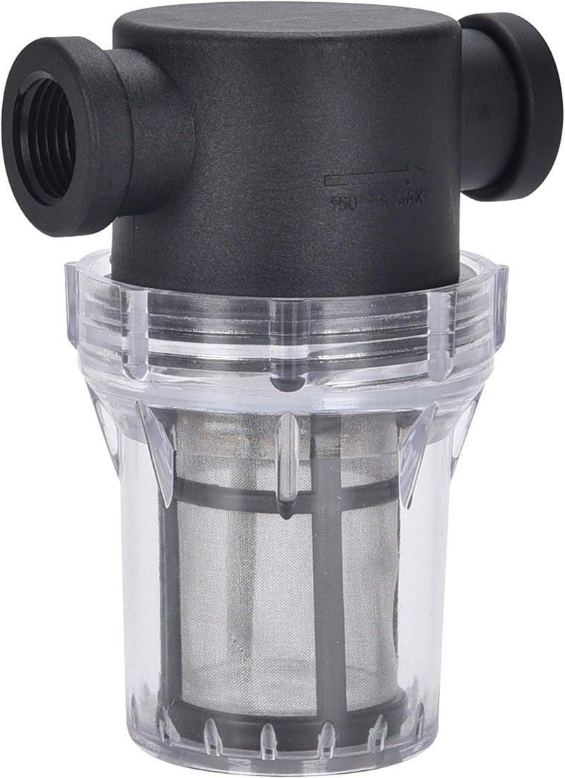 IMXMI Water Filter, 1/2''Twist-On Pipe Strainer, Nylon PA66 cover, PC bowl, 304 Stainless Screen(1/2''80 Mesh Female water filter) - Image 1