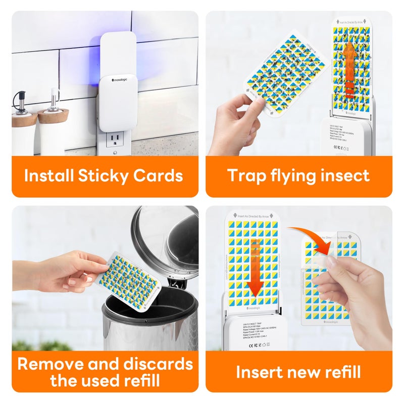 Mosalogic Fruit Fly Traps for Indoors Gnat Trap for House Indoor-600 Sqft Protection Area UV Fly Insect Trapper for Fruit Fliesï¼ŒGnatsï¼ŒMosquitoï¼Œand Other Flying Insect Plug-in Bug Killer White 2Pack - Image 5