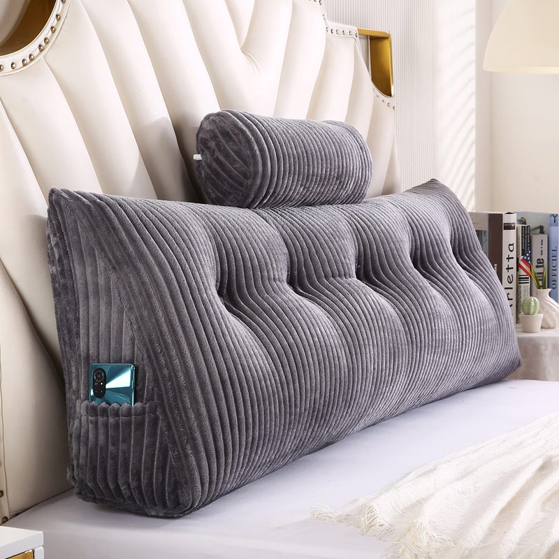 Gpround Gpround Wedge Headboard Pillows  Head Roll Pillow Bed Wedge Pillow for Headboard Large Bolster for Bed Rest Reading Pillows Backrest Pillows for Sitting in Bed Queen59x8x20 Inches 