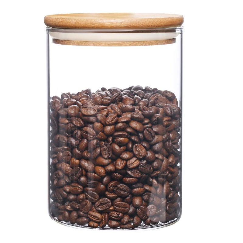 umieo Glass Food Storage Containers with Bamboo Lids Large Glass Food Storage Jars for Coffee Bar Tea Sugar (Clear Glass) - Image 1