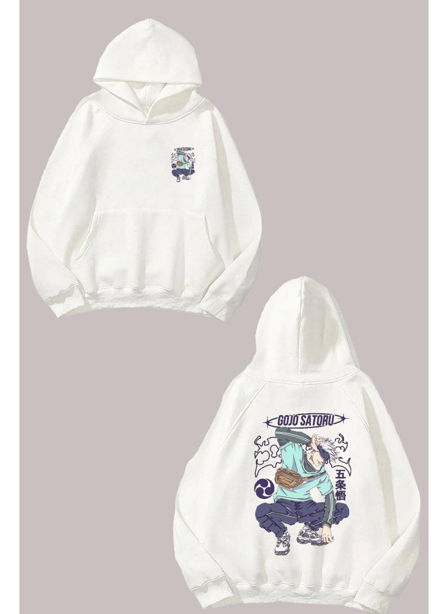 The Wert - Unisex Satoru Gojo Jujutsu Kaisen Anime Design Front Back Printed Regular Fit White Sweatshirt - Image 1