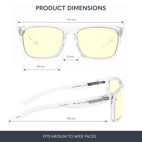 GUNNAR Gaming Glasses Intercept Crystal Amber Lens Blue Light Blocking Relieve Dry Eye - Image 3