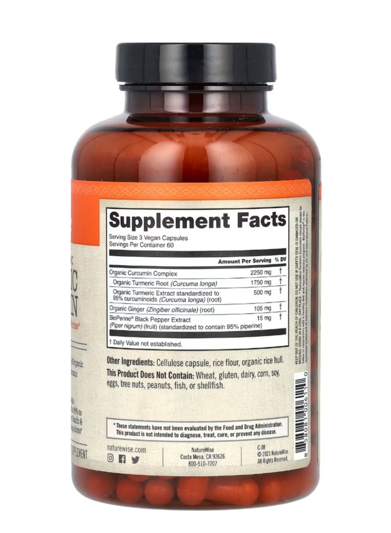 NatureWise Organic Turmeric Curcumin 180 Vegan Capsules - Image 2
