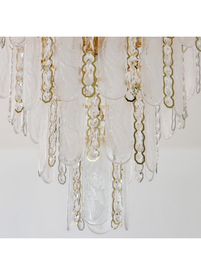 DANUBE HOME Danube Home Madrid Crystal Chandelier For Bedroom| 12- Lights Indoor Lighting Fixture With E14 Socket| Metallic Frame Ceiling Light| Hanging Lights|Pandent Light| L60xW60xH62cm (1 Year Warranty)  - Image 2