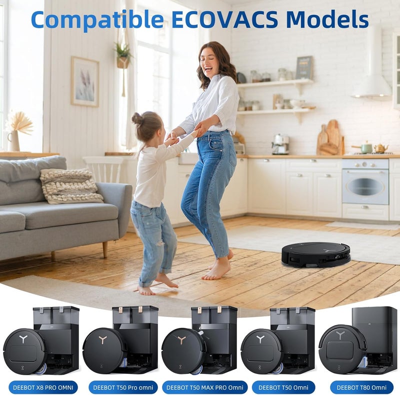 EOVWAEO Pack of 10 Vacuum Cleaner Bags for Ecovacs Deebot X8 Pro OMNI / X9 PRO OMNI / T30C / T50 Pro OMNI /T50 MAX PRO OMNI /T50 OMNI /T80 OMNI Robot Vacuum Cleaner, 4L Activated Carbon Bags Vacuum - Image 2