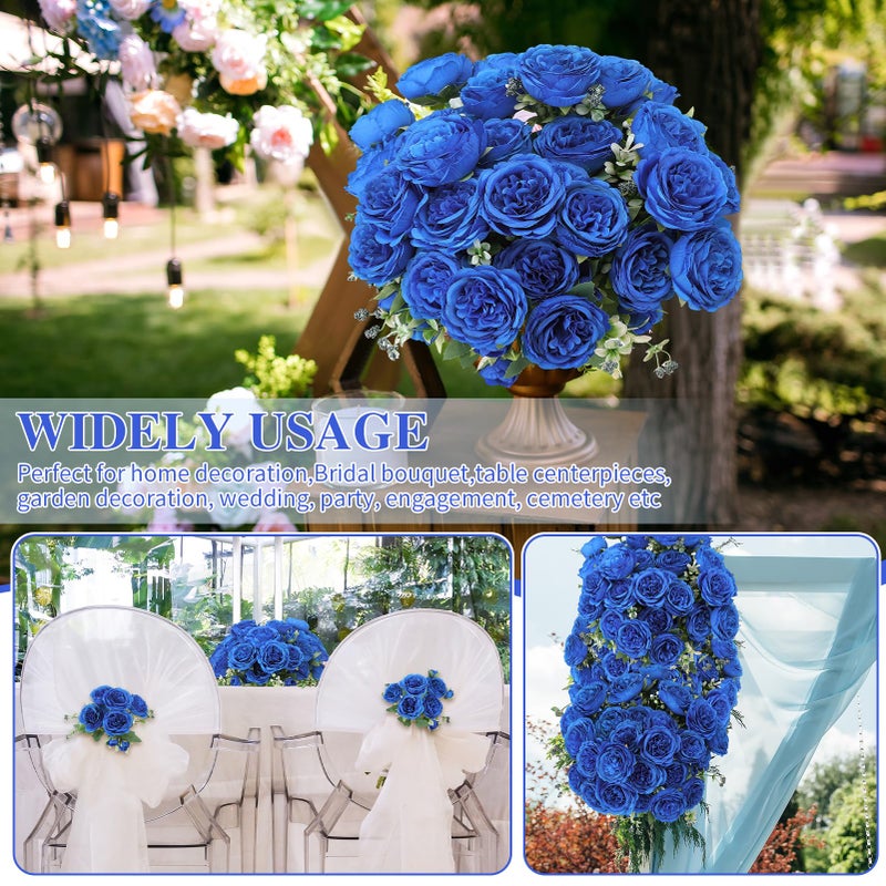 Ovveroche 8 Pack Royal Blue Peonies Artificial Flowers,Fake Silk Hydrangea Bouquet for Bridal Wedding Home Table Decor Reusable Dining Opening Ceremony Birthday Arrangement Faux Floral - Image 5