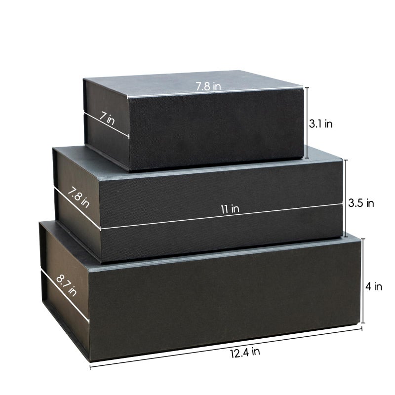 Rsgift 5 Pack of Gift Box,7.8x7x3.1 Inches Gift Boxes with Lids,Black Gift Box for Valentines Day,Magnetic Closure Gift Boxes for Presents,Birthday Christmas,Thanksgiving Day - Image 2