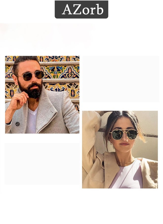آأزورب - نظارات شمسية أفياتور للرجال والنساء مستقطبة 100% بعدسات زجاجية حقيقية نظارات شمسية للحماية من الأشعة فوق البنفسجية 400 نظارات شمسية رجالية نسائية نظارة  أسود - Image 1