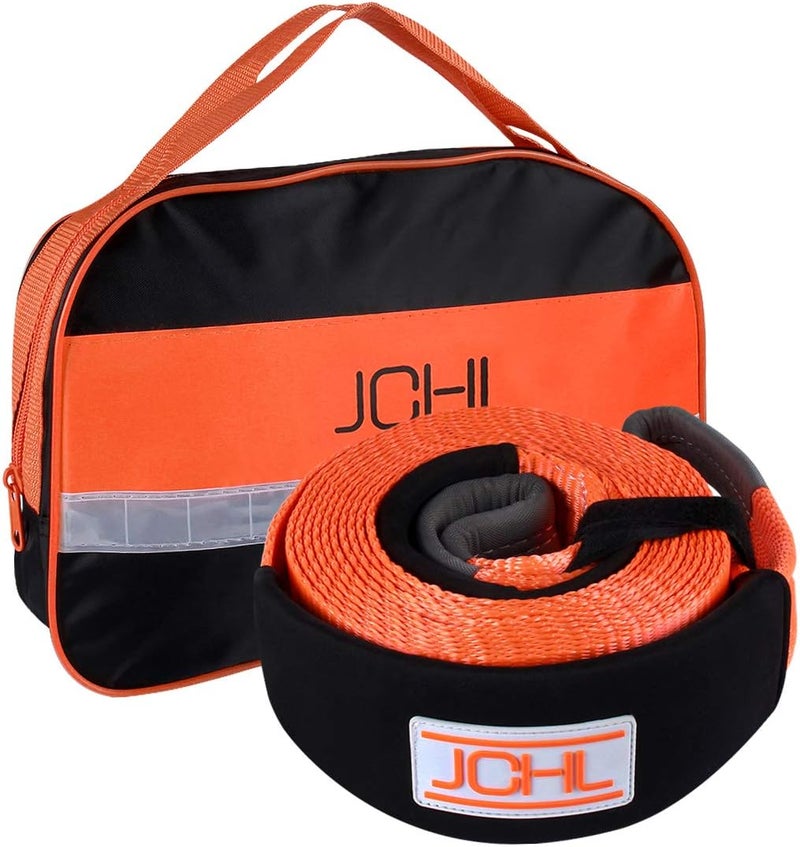 JCHL Recovery Tow Strap Heavy Duty Polyester Recovery Strap 3" x20ft 35000LBS (18TON) Rated Capacity Off Road Towing Rope, Reinforced Loops, Protective Sleeves, Storage Bag Emergency Towing Rope - Image 1