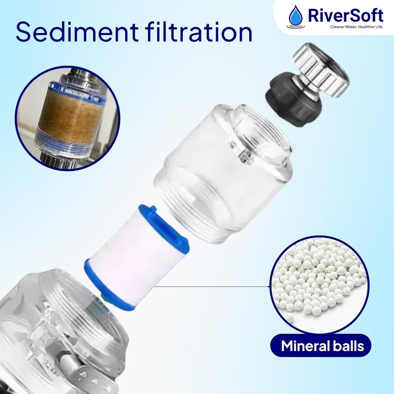 RiverSoft EcoBlu EB-03 360° Rotatable Kitchen Faucet Tap Extender with Filter | 3 Flow Modes | Removes Sediments | with Mineral Balls - Image 5