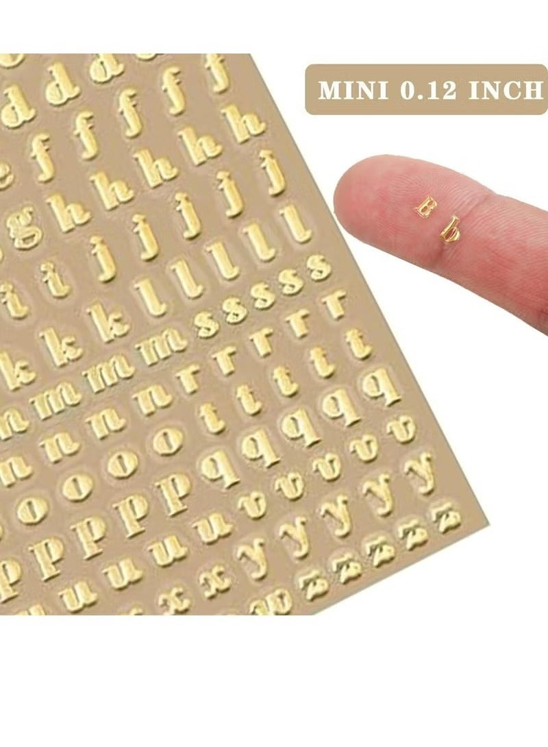 6 Sheets 0.12inch Alphabet Number Stickers Mini Letters Stickers Glitter Alloy Self Adhesive Stickers for Epoxy Resin Casting Decoration DIY Crafts Scrapbook, Golden/Silvery, 3mm - Image 4