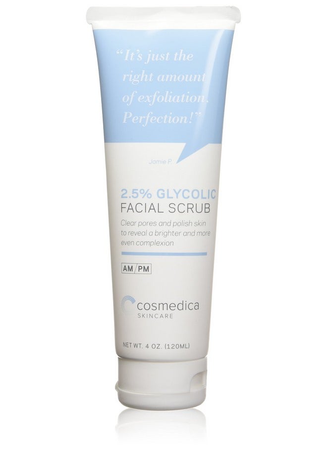 Cosmedica Skincare Glycolic Acid 2.5% Facial Scrub Resurfacing Exfoliatiing Face Wash To Remove Dull Aging Cells And Impurities Reveal A Youthful Refreshed Complexion With Active 2.5% Glycolic Acid Formulation 4Oz  - Image 1