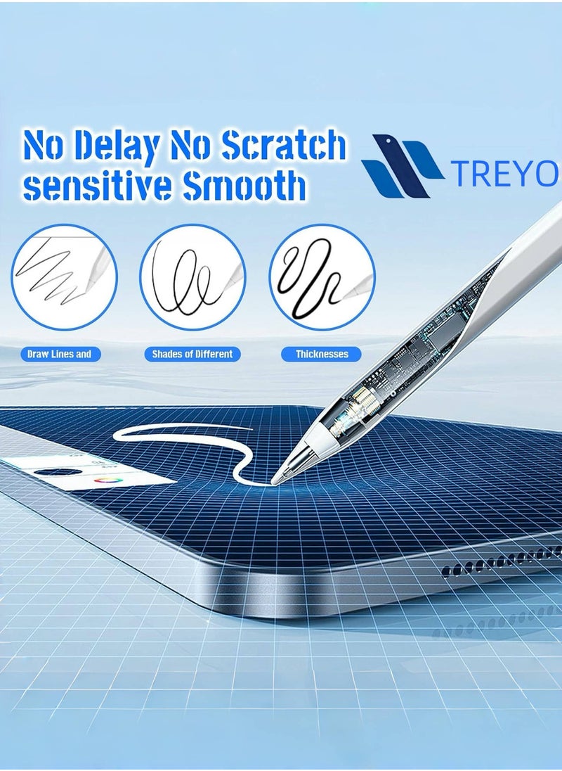 TREYO All-New 2nd Gen Precision Stylus Pen for Apple iPad 2018 & Later | Fast Charging, Palm Rejection, Magnetic Attachment – No Bluetooth Needed, Ready to Use for an Effortless Experience (White)  - Image 3