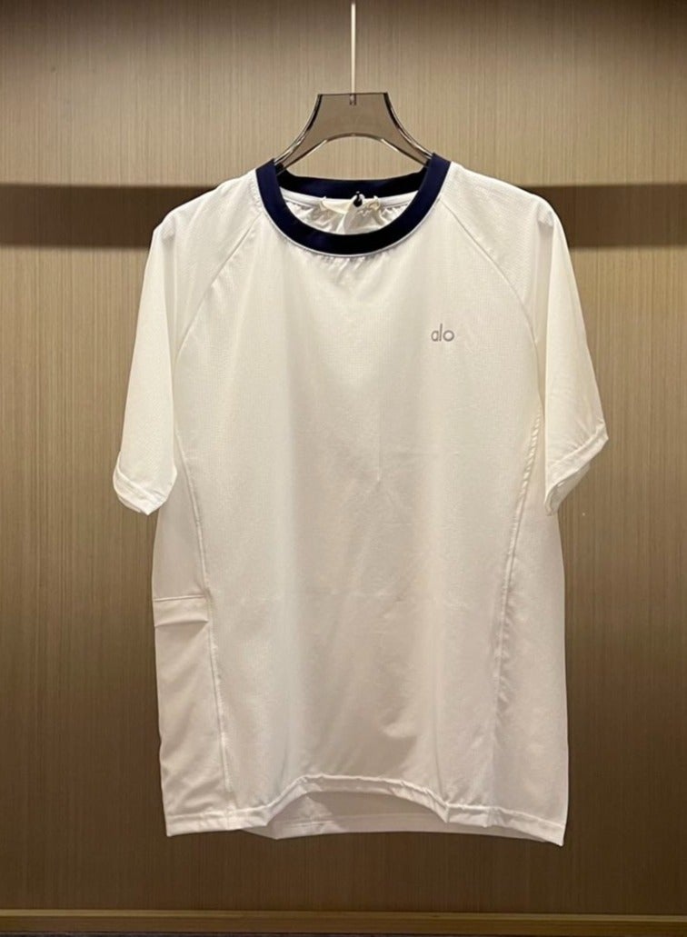Alo Yoga round neck short sleeve T-shirt white