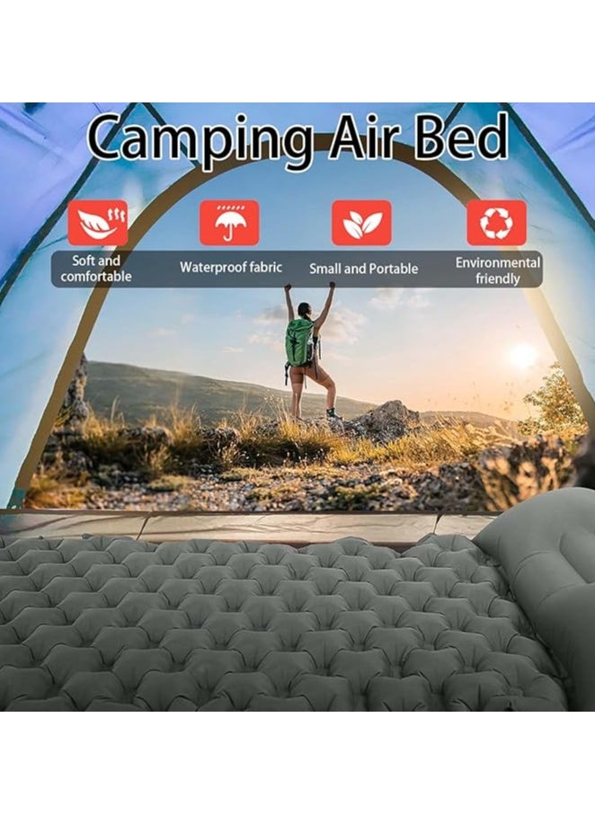 Generic EqiEch Camping Sleeping Pad,Ultralight Inflatable Camping Mattress,Durable Waterproof Camping Mat,with Pillow Built-in Pump,Portable Compact Sleeping Pad for Tent,Backpacking,Traveling,Hiking(Grey)  - Image 2