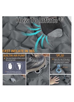 Generic EqiEch Camping Sleeping Pad,Ultralight Inflatable Camping Mattress,Durable Waterproof Camping Mat,with Pillow Built-in Pump,Portable Compact Sleeping Pad for Tent,Backpacking,Traveling,Hiking(Grey)  - Image 4