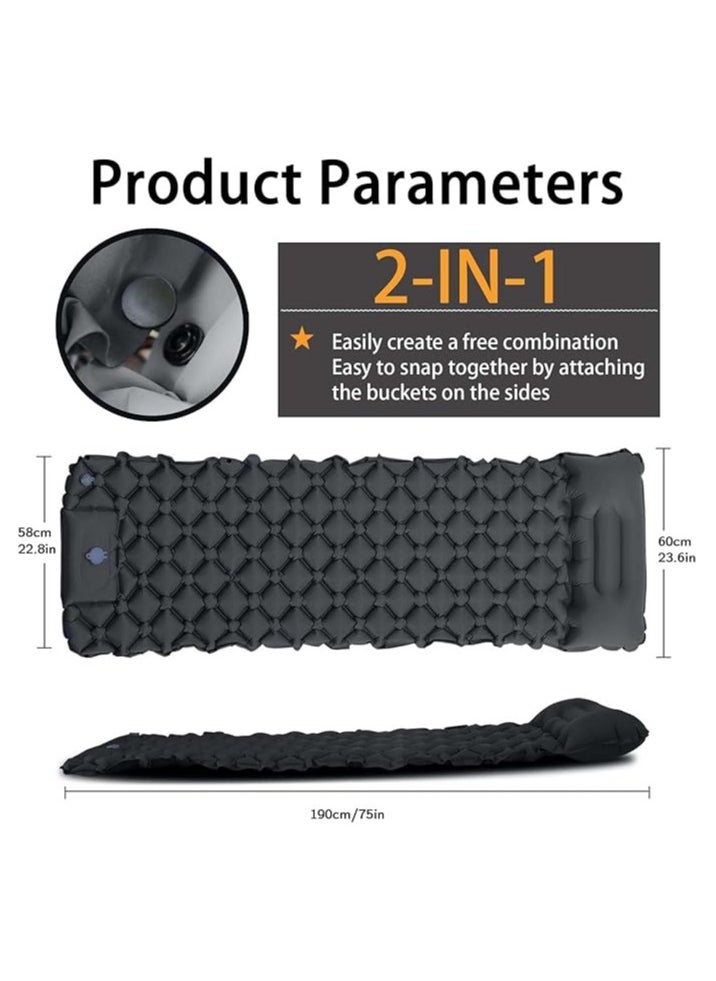 Generic EqiEch Camping Sleeping Pad,Ultralight Inflatable Camping Mattress,Durable Waterproof Camping Mat,with Pillow Built-in Pump,Portable Compact Sleeping Pad for Tent,Backpacking,Traveling,Hiking(Grey)  - Image 5