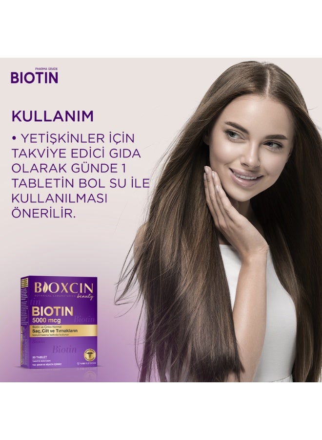 BIOXCIN Biotin 5000 mcg Tablets – Hair Growth, Skin Glow & Nail Strength – 30 Count - Image 5